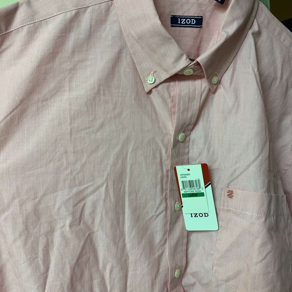 Brand new IZOD button down. Size (L) Salmon color